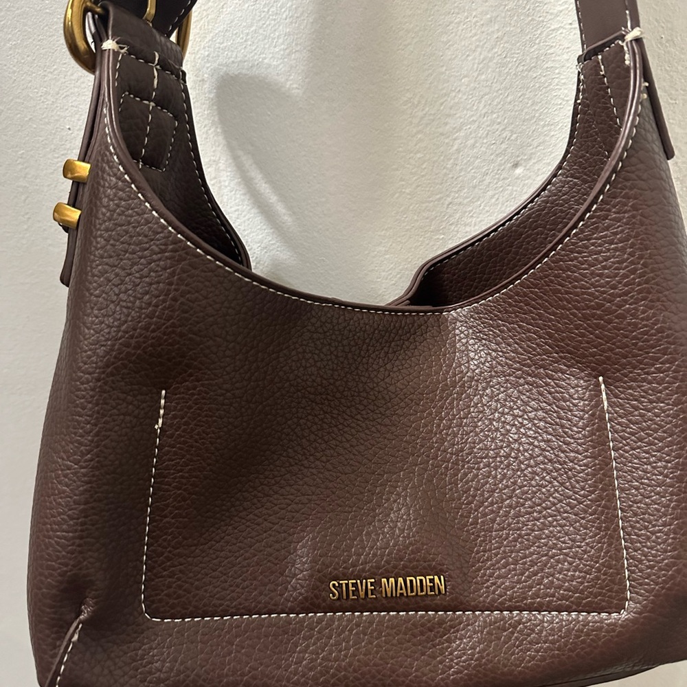 Steve Madden Dark Brown Leather Shoulder Bag - Picture 2 of 11